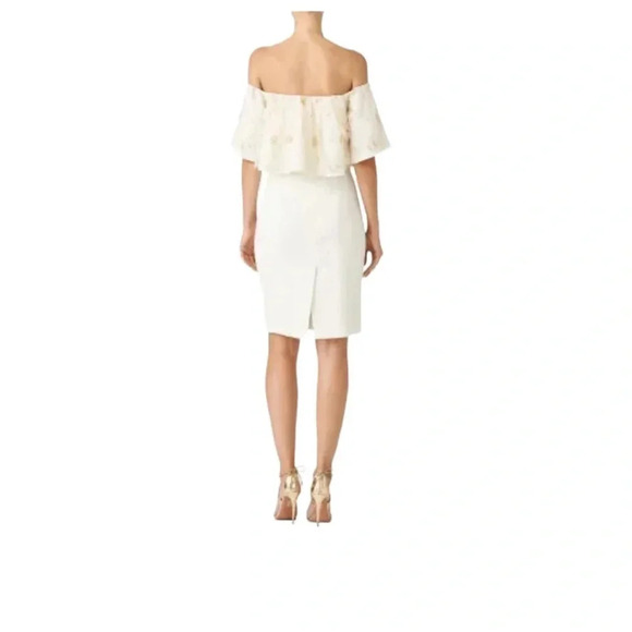 Slate & Willow Golden Iris Dress Size 8 Sheath Off shoulder Lace Ruffle 8 RTR - Picture 2 of 16